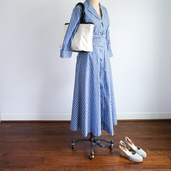 Skagen White Canvas  with black leather trim Tote - Picture 4 of 9